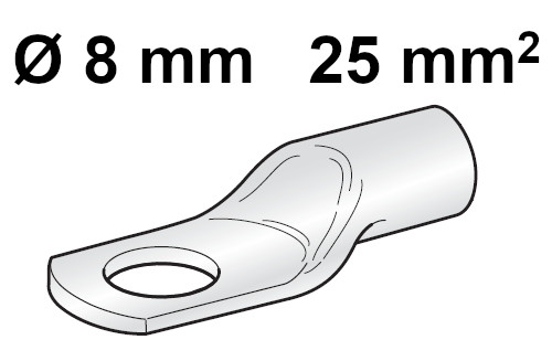 Očko na batériový kábel 8mm / 25mm2
