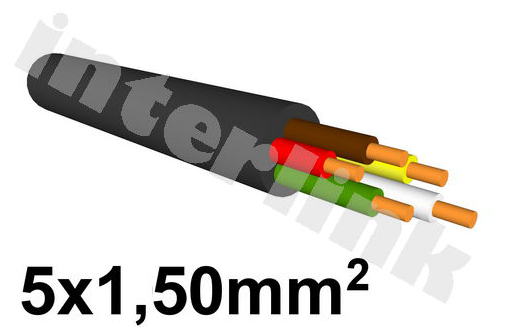 Kábel 5x1,50mm2 - čierny