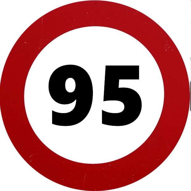 Nálepka - konštrukčná rýchlosť 95km/h ø150mm