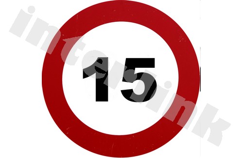 Nálepka - konštrukčná rýchlosť 15km ø150mm