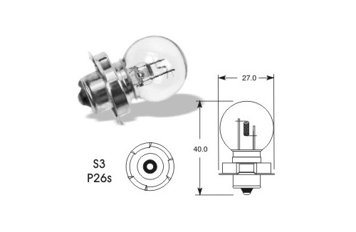 Žiarovka 6V 15W P26s S3 Babetta