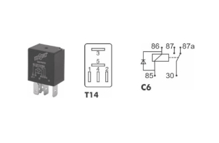 Mikrorelé prepínacie 12V 15/25A s diódou