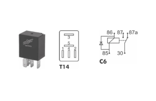 Mikrorelé prepínacie 24V 10-15A s diódou