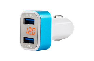 AMiO zástrčka 2xUSB 2A + voltmeter