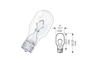 Žiarovka 12V WY16W W2,1x9,5d OSRAM oranžová