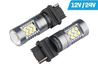 Žiarovka VISION P27W (T25) 12/24V 24x 3030 SMD LED, nepolárna, CANBUS, biela, 2 