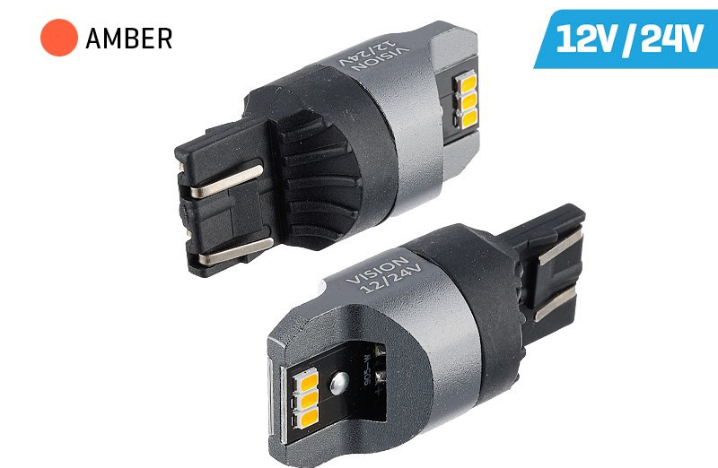 Žiarovka VISION WY21/5W (T20q) 12/24V 6x 3020 SMD LED, nepolárna, CANBUS, oranžo